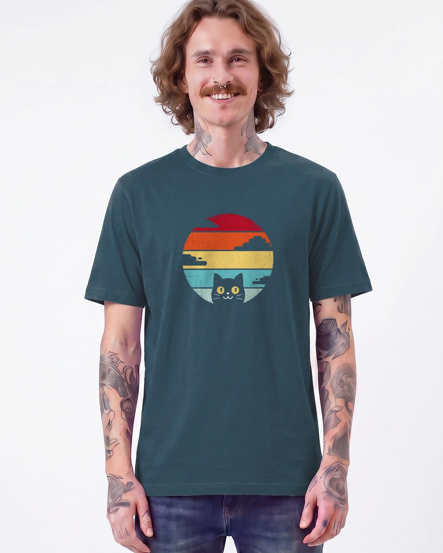 Watapparel T-Shirt Retro Sunset Cat – Ansicht 2