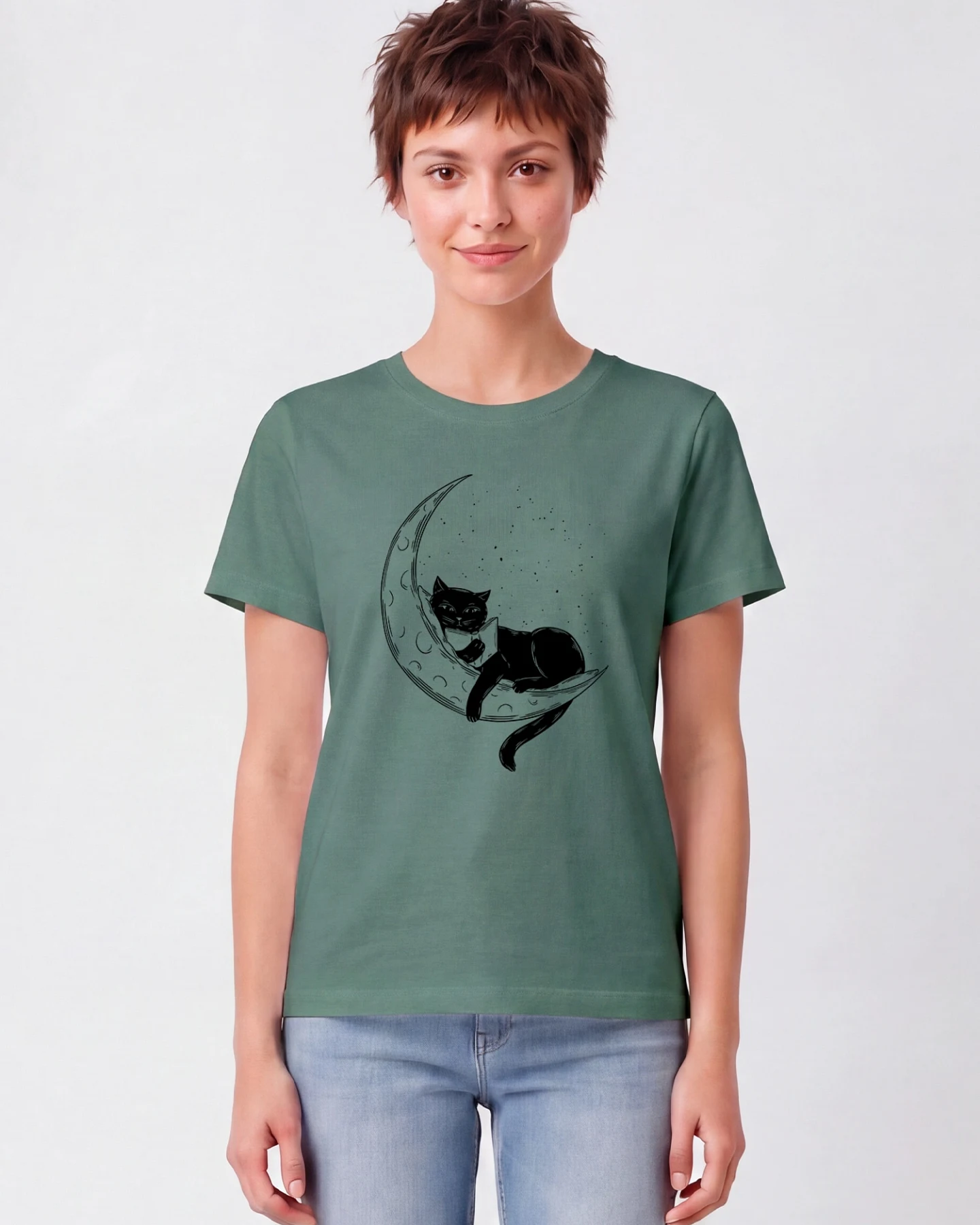 Watapparel T-Shirt Katze auf dem Mond – Ansicht 2