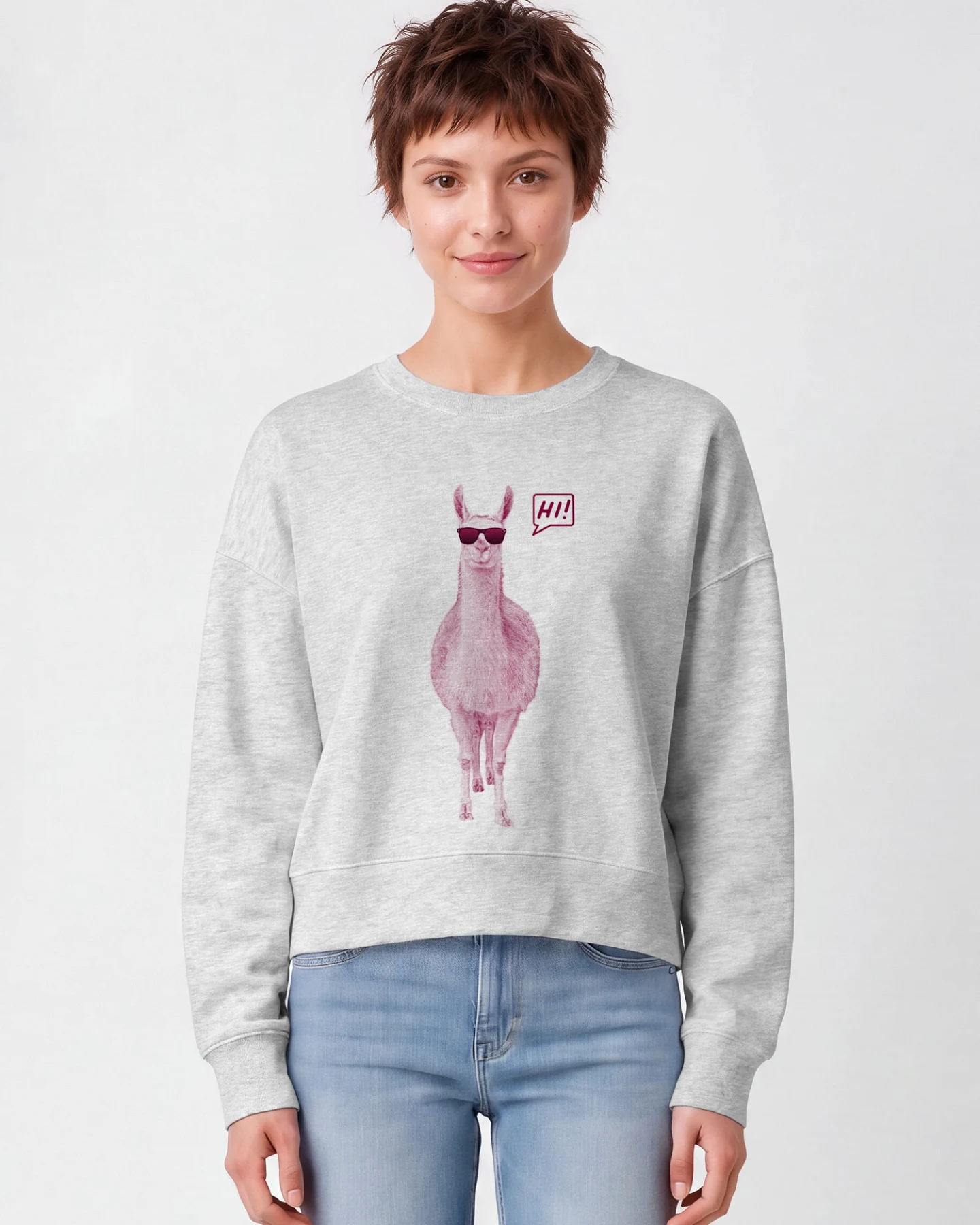 Watapparel Sweatshirt Lama sagt Hi – Ansicht 2