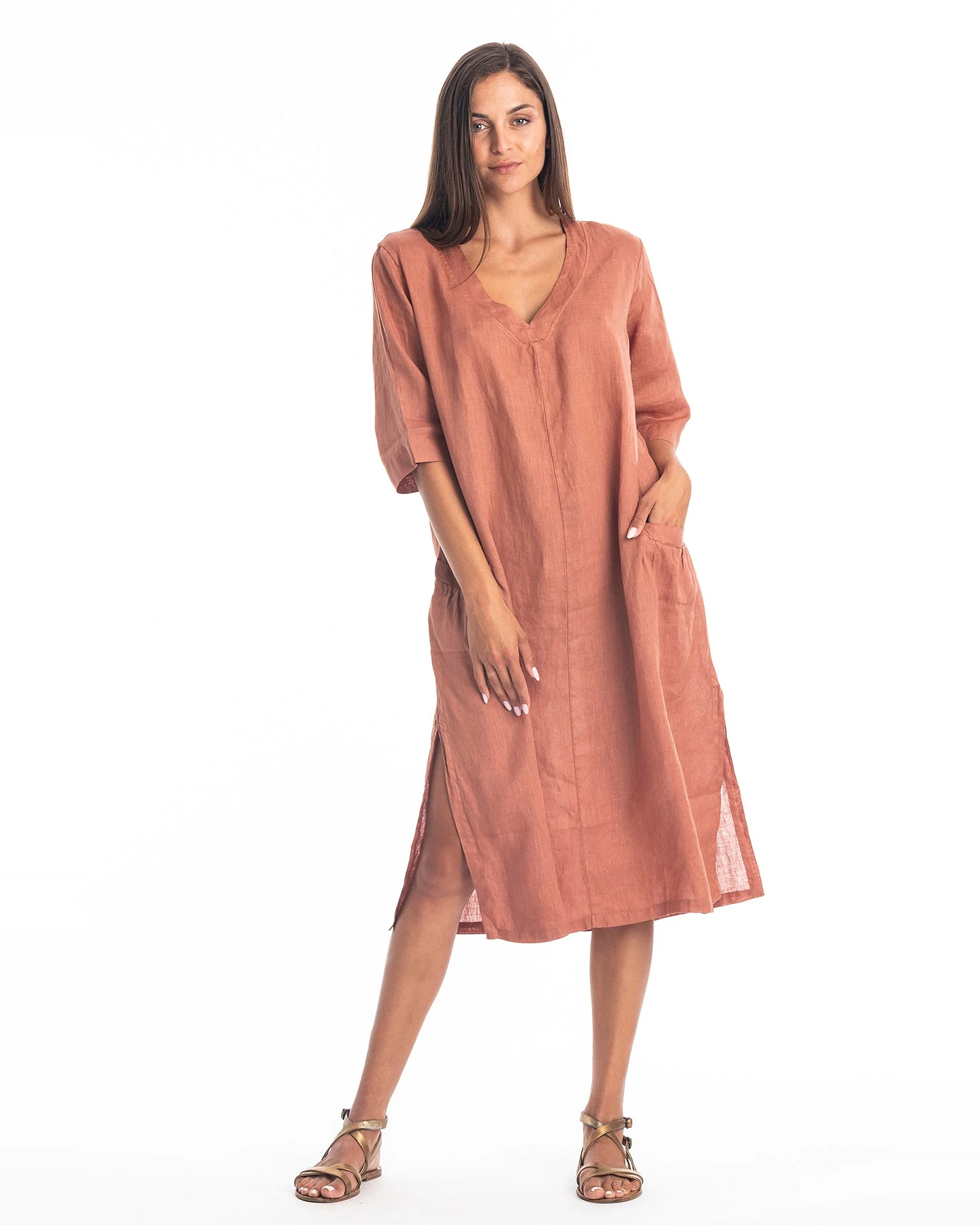 RAVENS VIEW IBIZA Damen vegan Kleid Isola Bronze – Ansicht 2