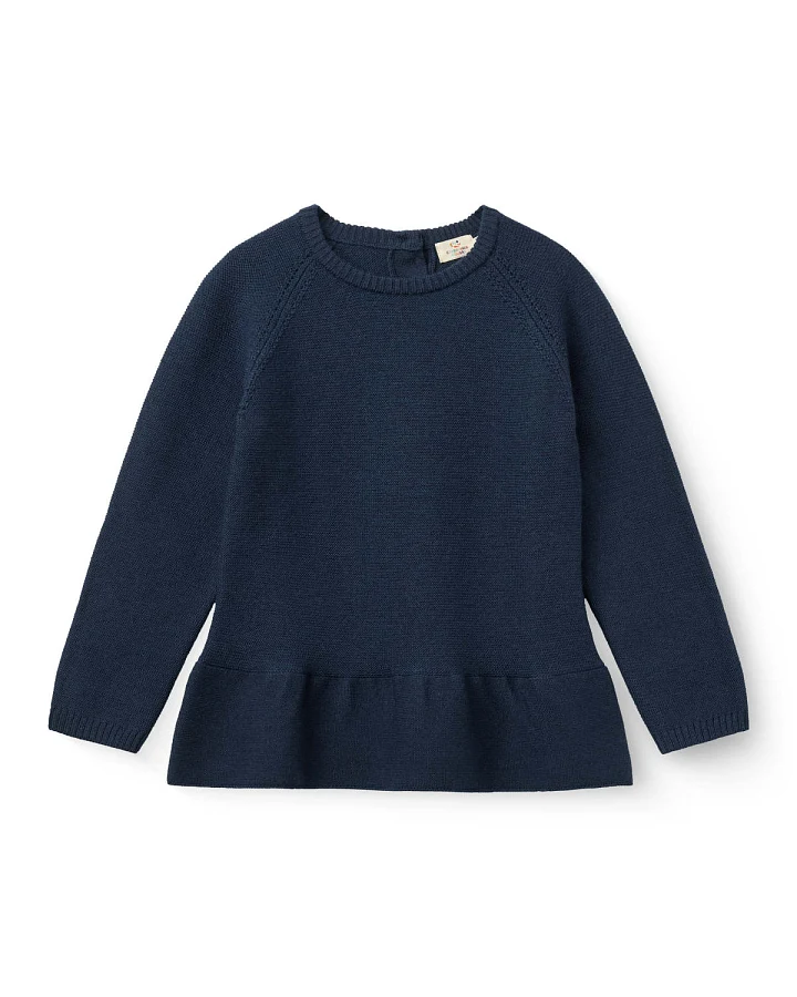 Copenhagen Colors - Pullover Merinowolle mit Schößchen dunkelblau