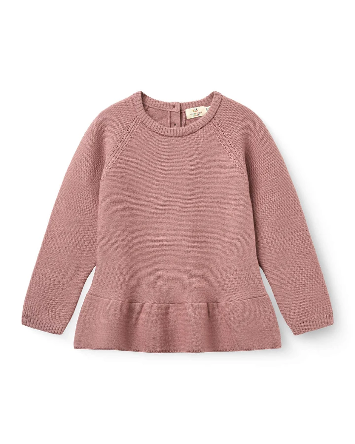 Copenhagen Colors - Pullover Merinowolle mit Schößchen rosenholz