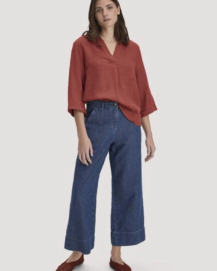 hessnatur Jeans ENNELIE Culotte Wide Leg aus Bio-Baumwolle mit TENCEL Lyocell und Leinen