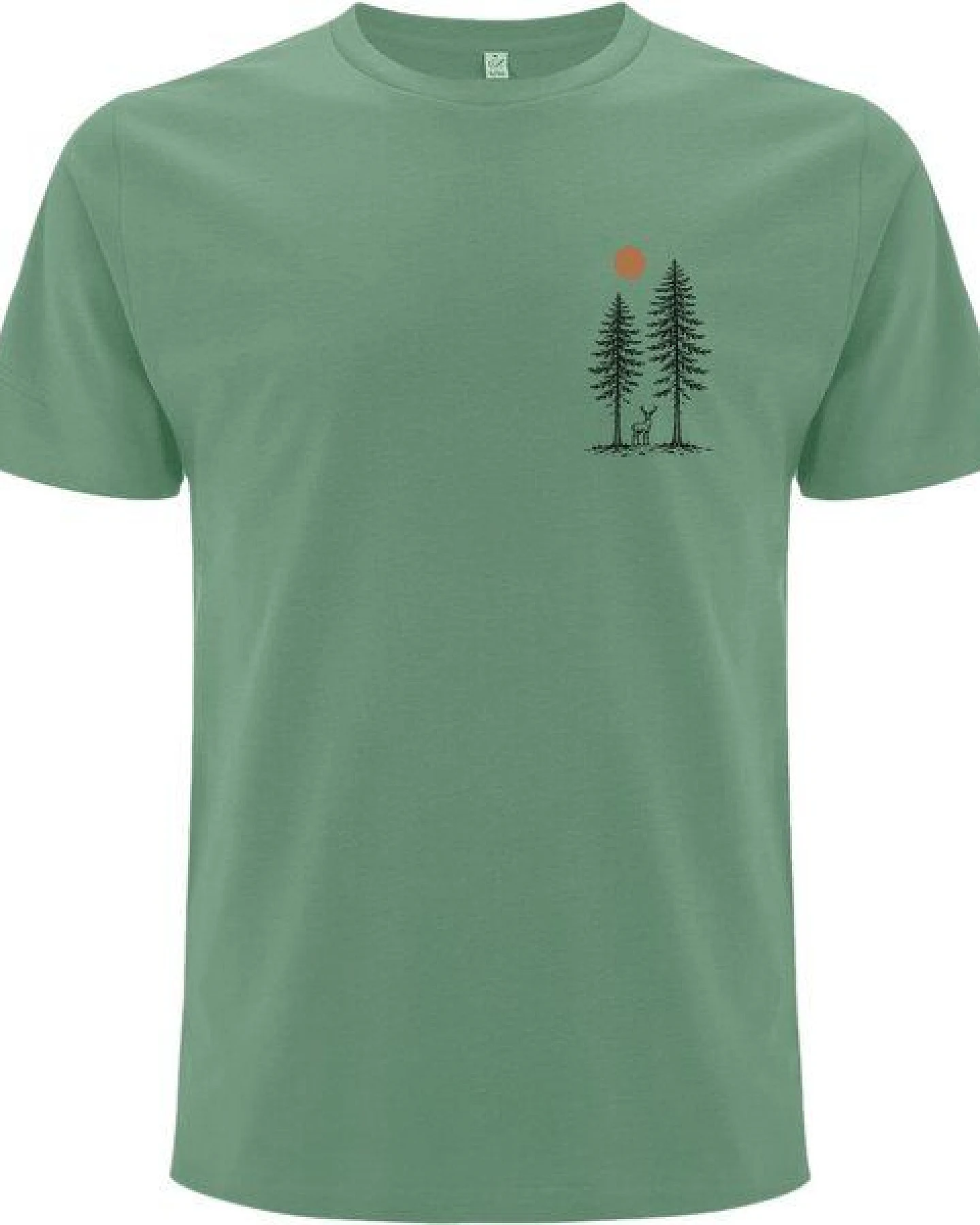 Spreecult kleiner Hirsch zwischen zwei Bäume - Bio und Fair - Männer Unisex T-Shirt – Ansicht 2
