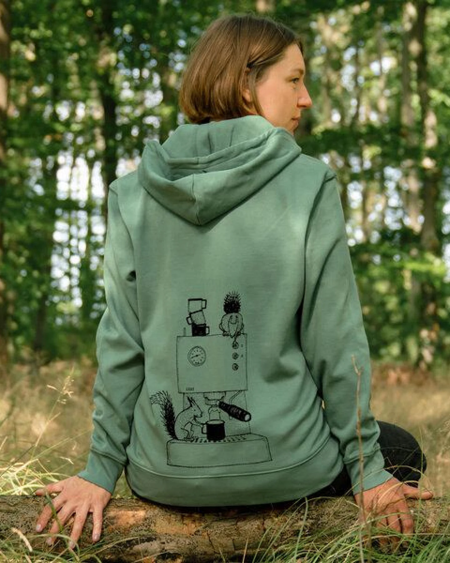 Cmig Kaffee-Hörnchen Kapuzenjacke unisex für Kaffeefreunde – Ansicht 2