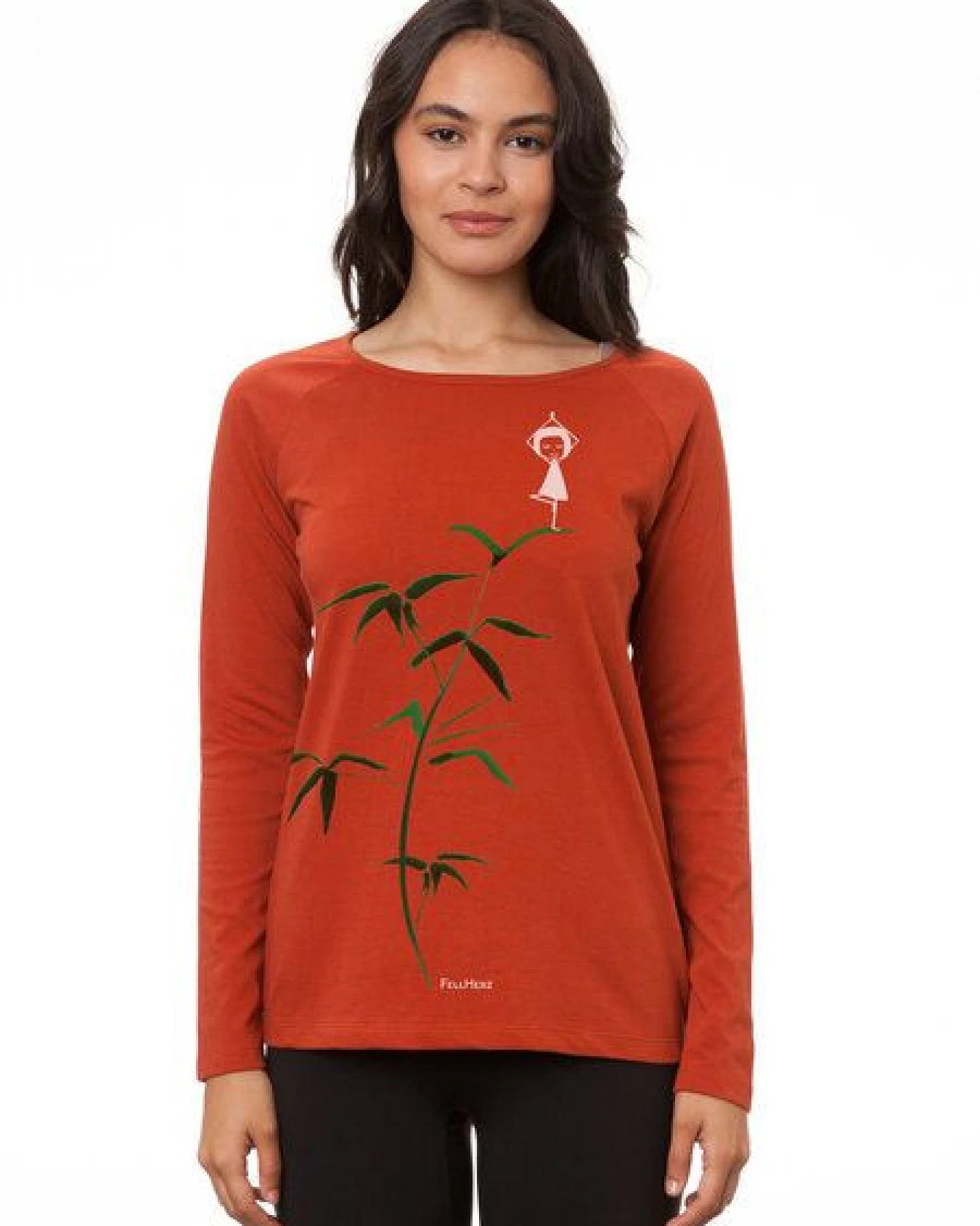 FellHerz Damen Raglan Longsleeve Yogamädchen picante (orange) aus 100% Biobaumwolle – Ansicht 3