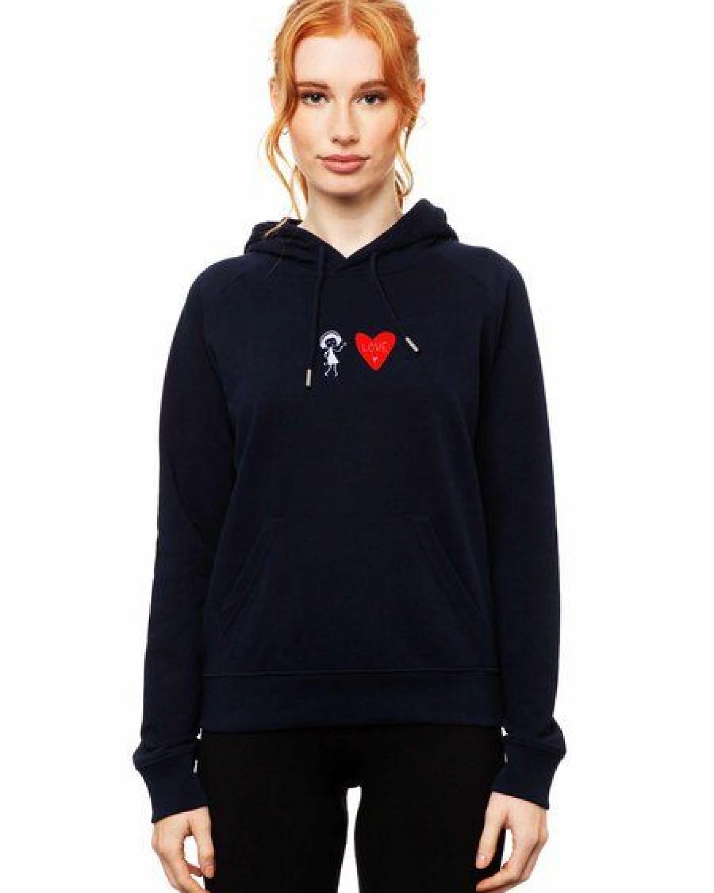 FellHerz Damen Stick Hoodie Love navy aus 85% Biobaumwolle und 15% recyceltem Polyester – Ansicht 4