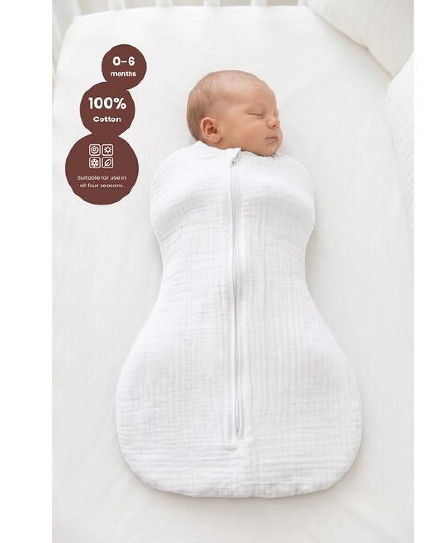 Bebekevi Schlafsack Musselin Kokon Puckschlafsack für Neugeborene (2,5 bis 4 kg) – Ansicht 4