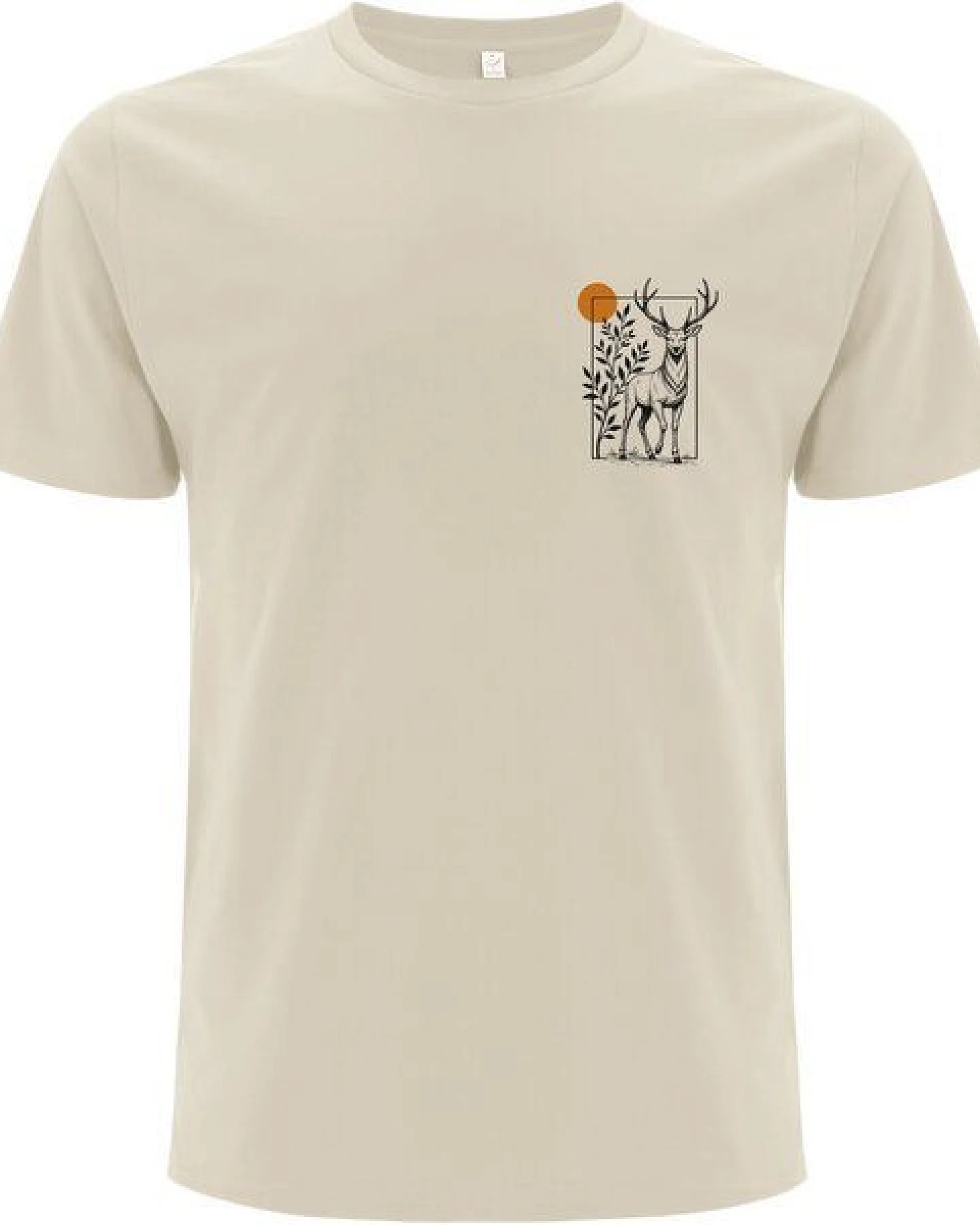 Spreecult kleiner gerahmter Hirsch - Bio und Fair - Männer Unisex T-Shirt - Natur Berge Sonne – Ansicht 2