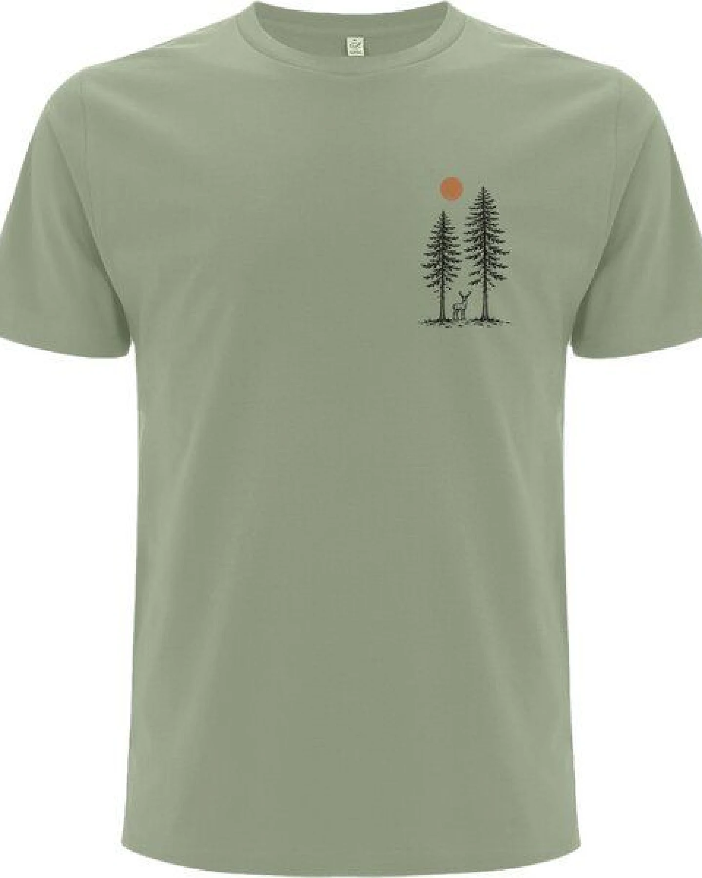 Spreecult kleiner Hirsch zwischen zwei Bäume - Bio und Fair - Männer Unisex T-Shirt – Ansicht 2
