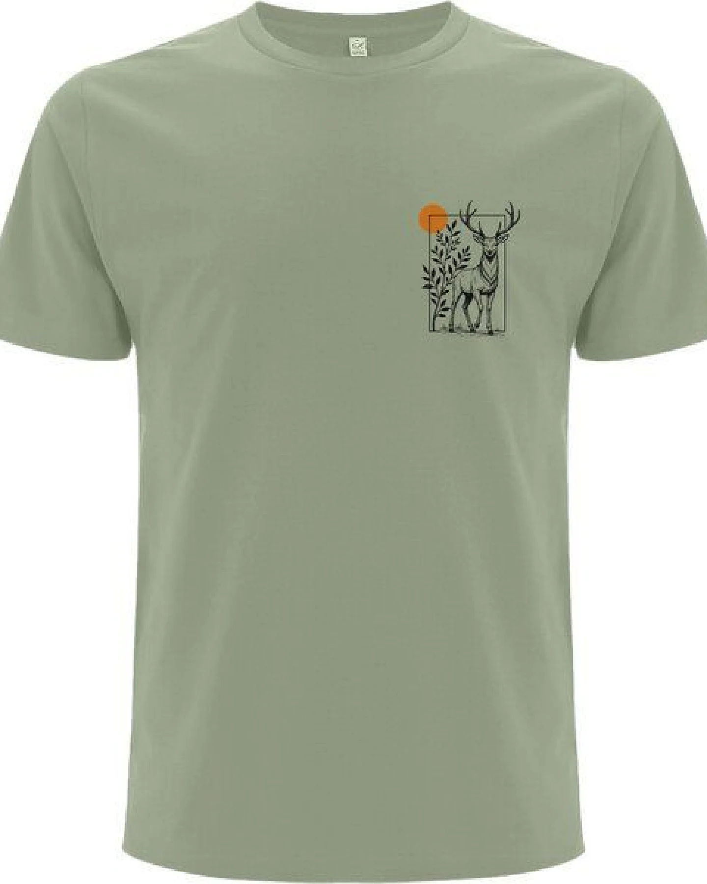 Spreecult kleiner gerahmter Hirsch - Bio und Fair - Männer Unisex T-Shirt - Natur Berge Sonne – Ansicht 2