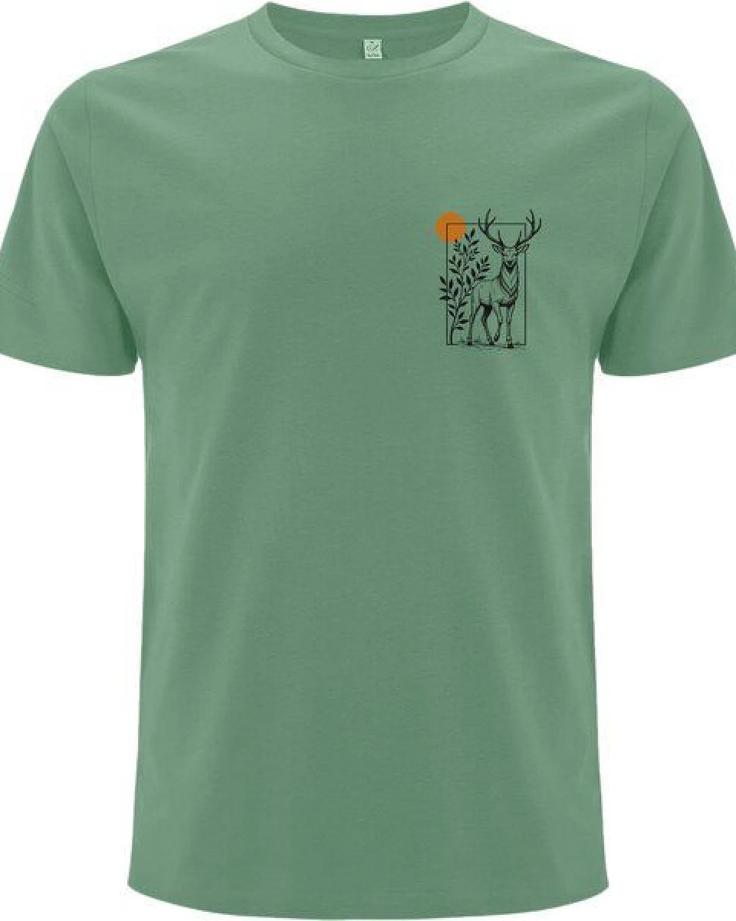 Spreecult kleiner gerahmter Hirsch - Bio und Fair - Männer Unisex T-Shirt - Natur Berge Sonne – Ansicht 2