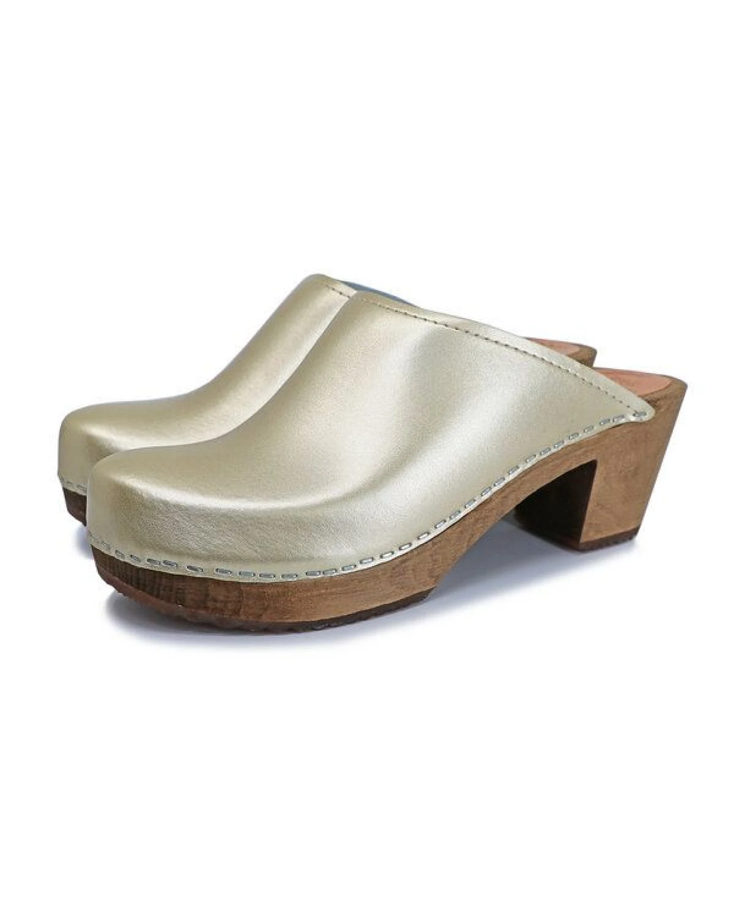 me&myClogs LIV Holzclogs mit Absatz Champagner – Ansicht 3