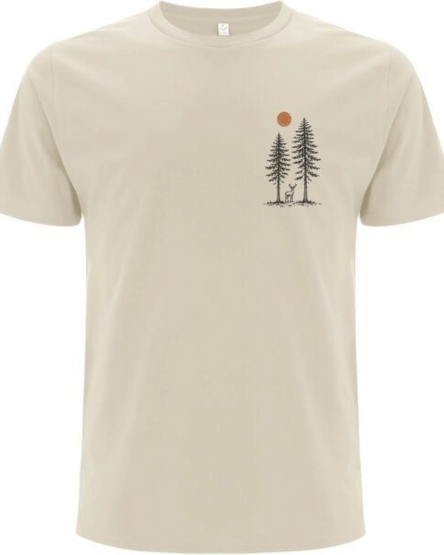 Spreecult kleiner Hirsch zwischen zwei Bäume - Bio und Fair - Männer Unisex T-Shirt – Ansicht 2