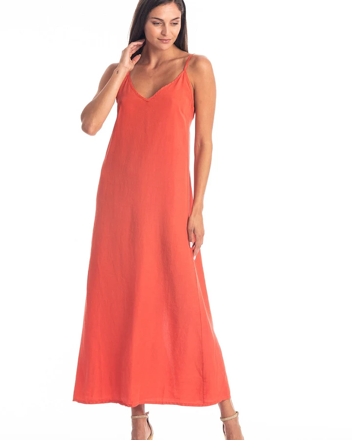 RAVENS VIEW IBIZA Damen vegan Kleid Selena Fliese Rot
