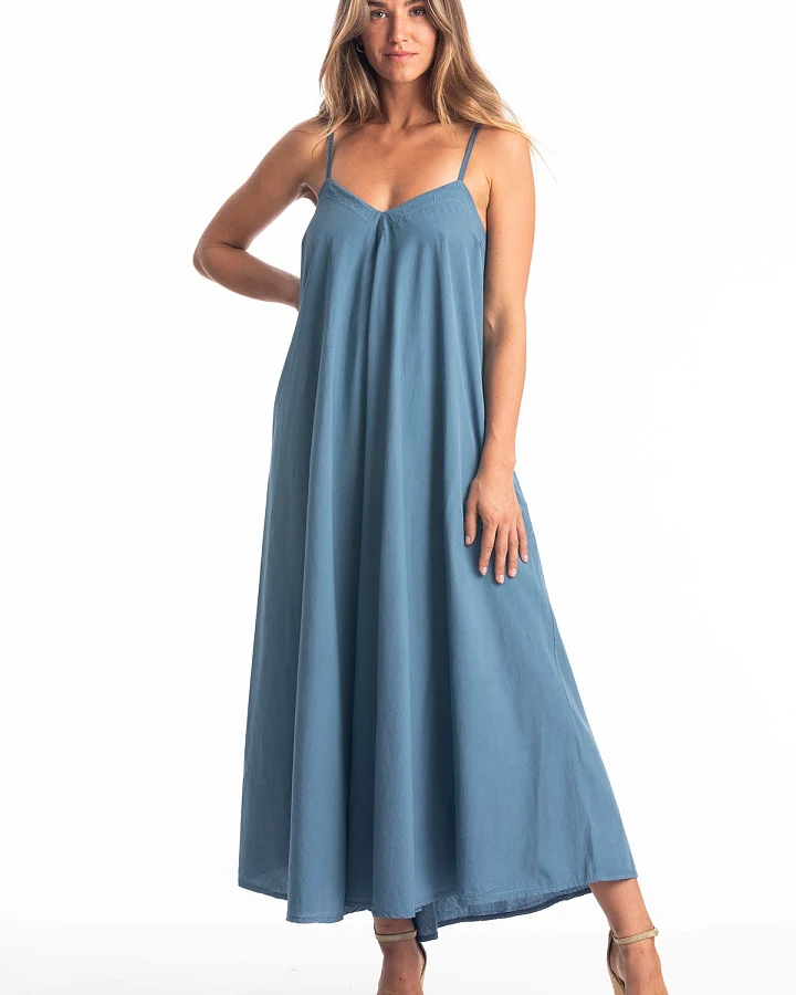 RAVENS VIEW IBIZA Damen vegan Kleid Leia Jeans Blau