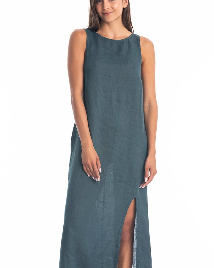 RAVENS VIEW IBIZA Damen vegan Kleid Nicola Ozeanblau