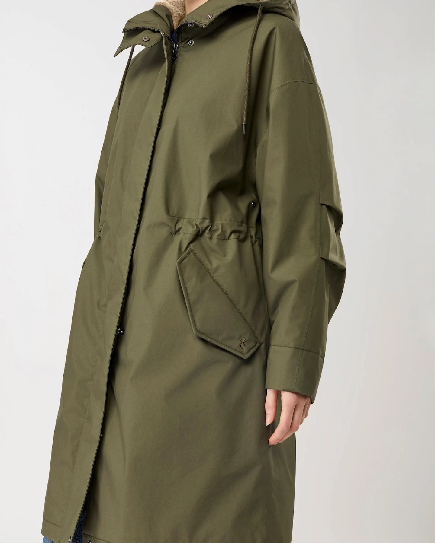 LangerChen Damen vegan Parka Long Lightly Padded Olive – Ansicht 2