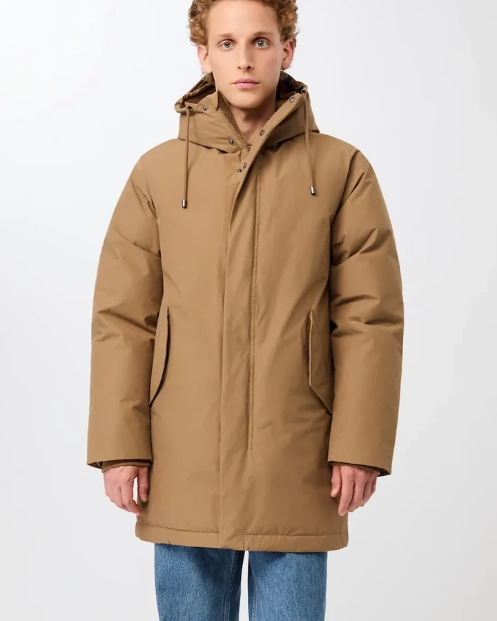 LangerChen Herren vegan Parka Mit Kapuze, Farbe: Eiche