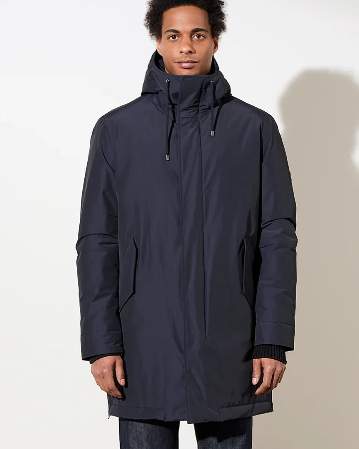 LangerChen Herren vegan Langer Wattierter Parka Funktionale Merkmale Marineblau