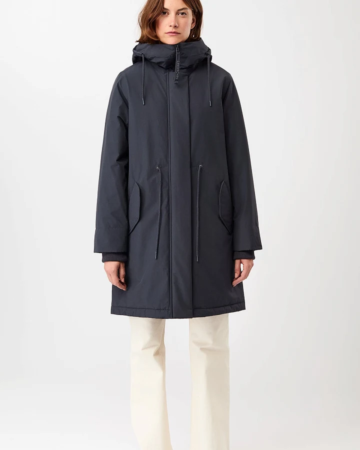LangerChen Damen vegan Parka Loose Fit Padded Navy