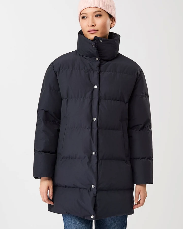 LangerChen Damen vegan Jacke Mit Stehkragen Marineblau