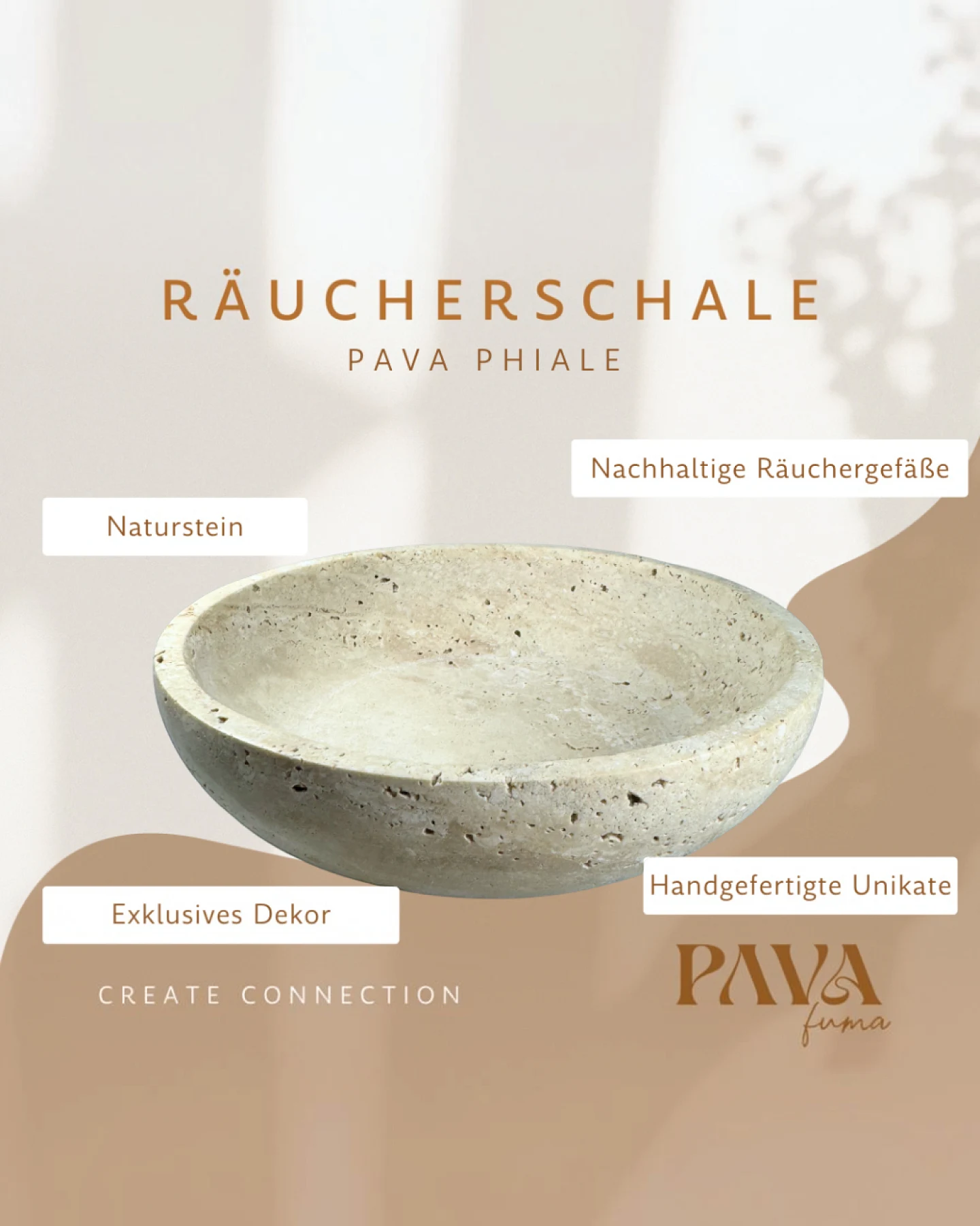 PAVA FUMA Travertin Phiale Räucherschale – Ansicht 2
