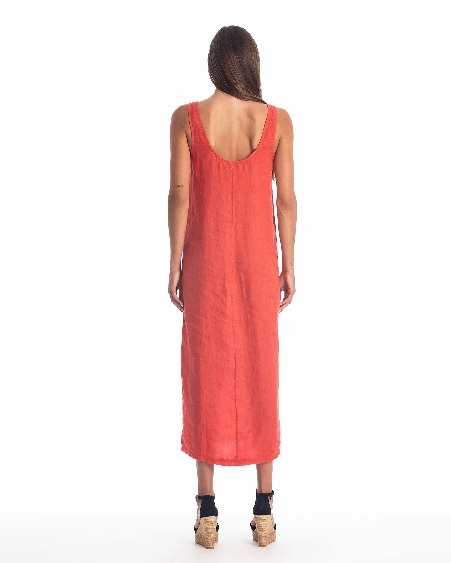 RAVENS VIEW IBIZA Damen vegan Kleid Nicola Fliese Rot – Ansicht 2