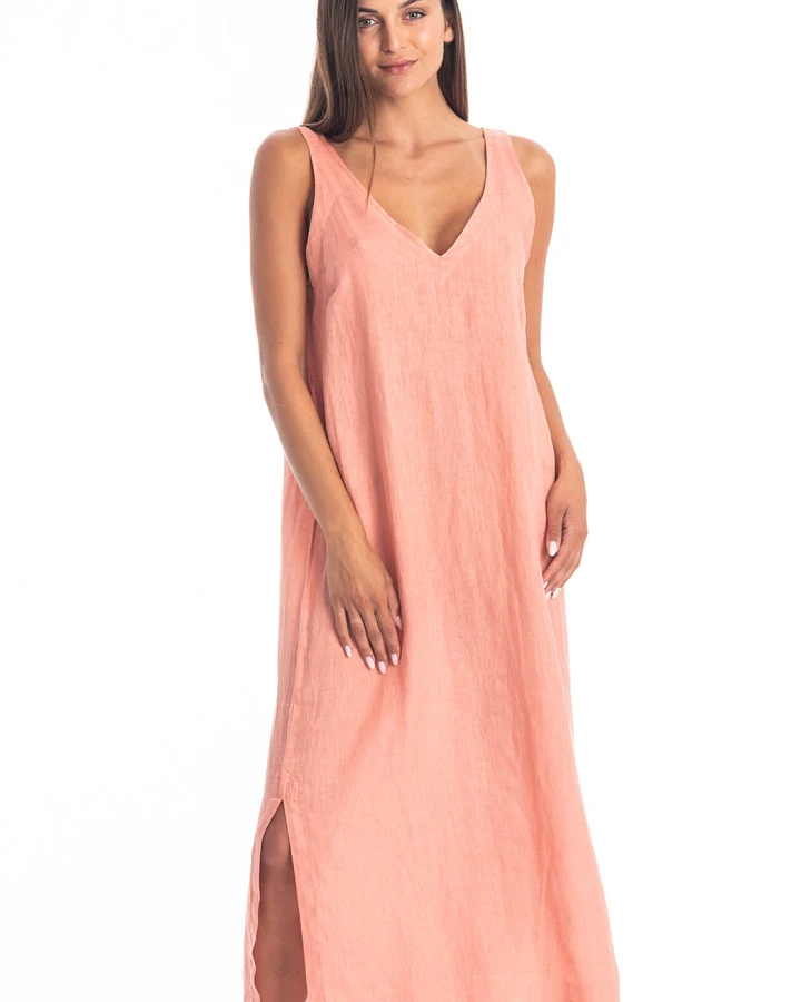 RAVENS VIEW IBIZA Damen vegan Kleid Noa Koralle Lehm