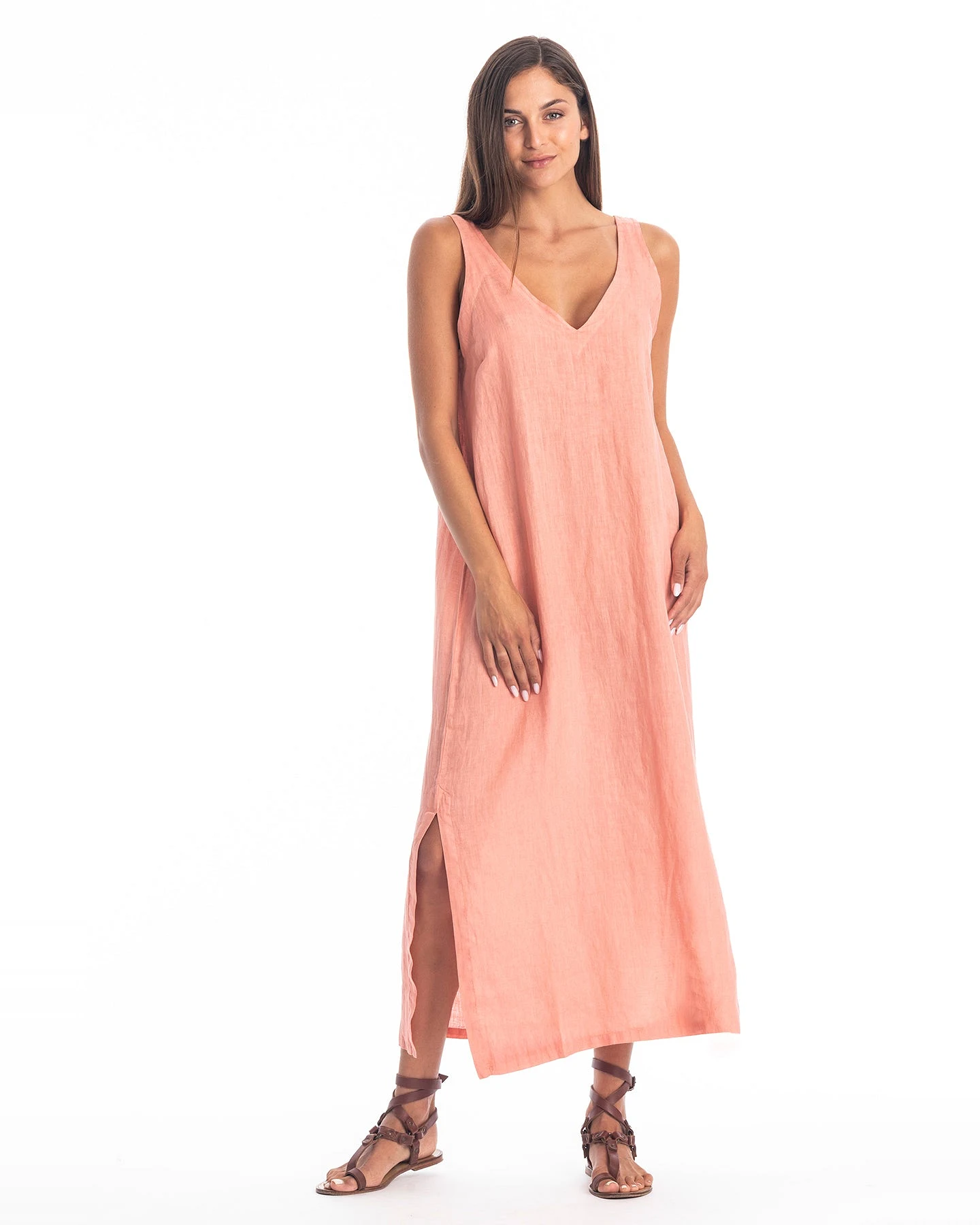 RAVENS VIEW IBIZA Damen vegan Kleid Noa Koralle Lehm – Ansicht 2