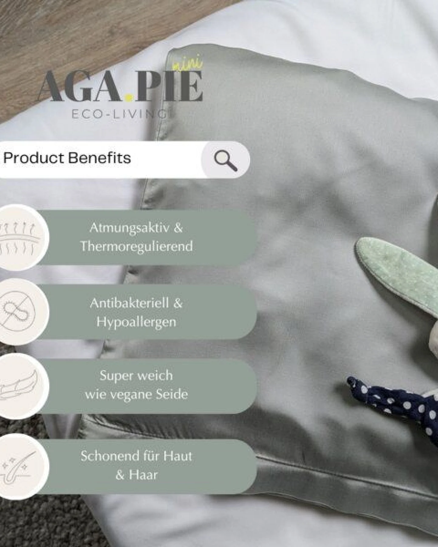 AGA.PIE Kopfkissenbezug aus 100% Lyocell aus Bambuscellulose, für Allergiker – Ansicht 3