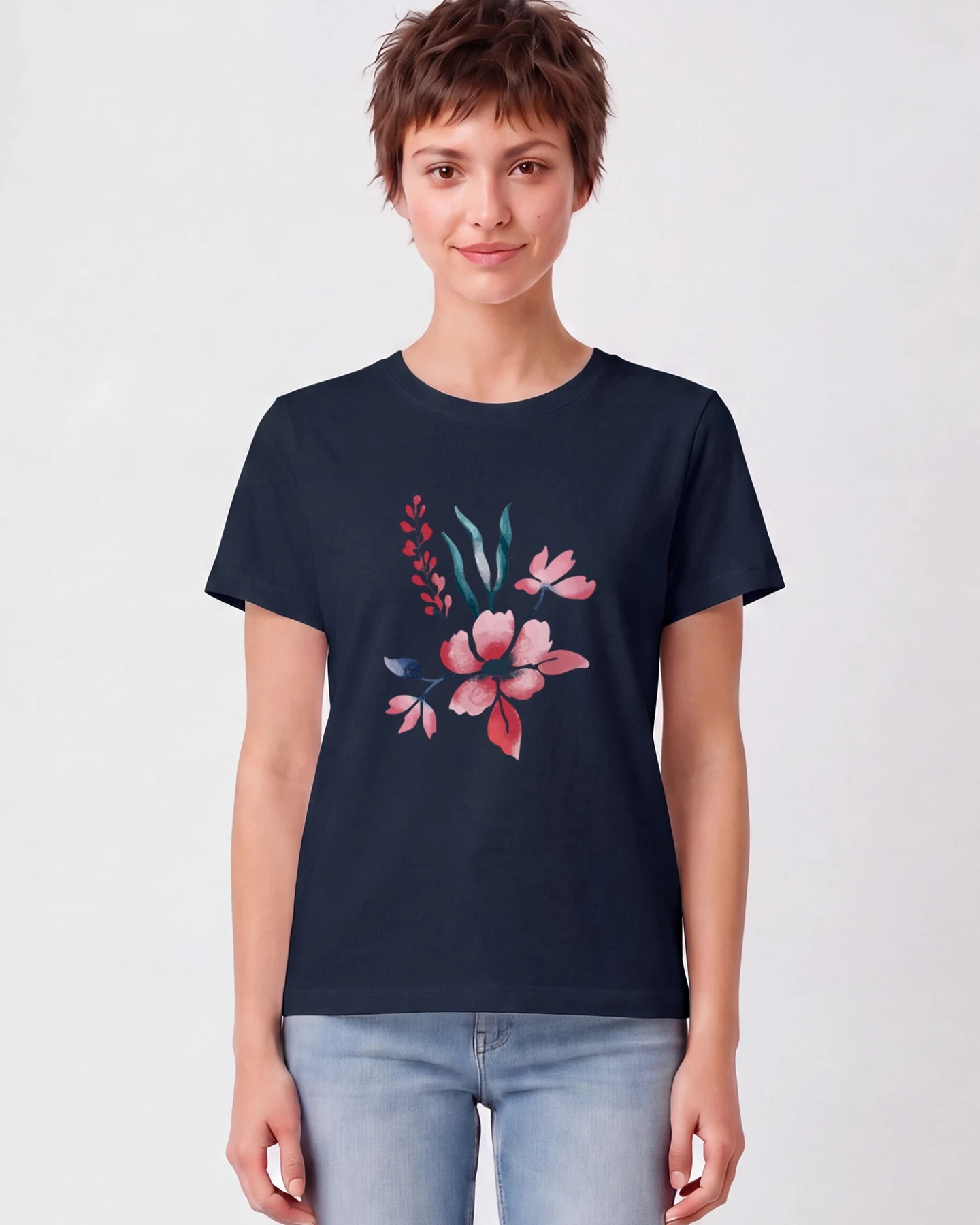 Watapparel T-Shirt Blume in Wasserfarbe 01 – Ansicht 2