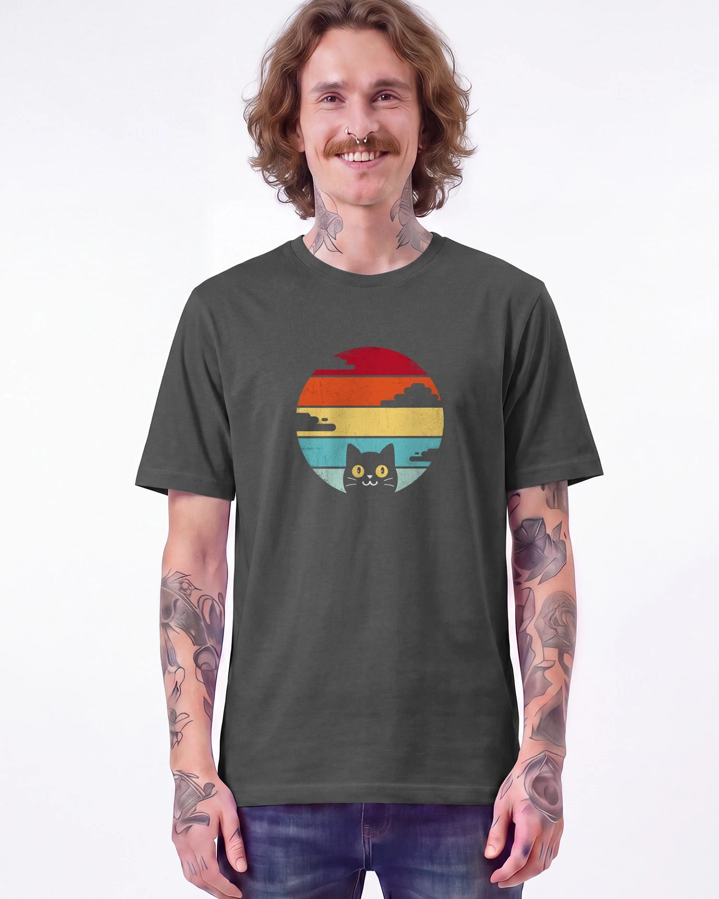 Watapparel T-Shirt Retro Sunset Cat – Ansicht 2