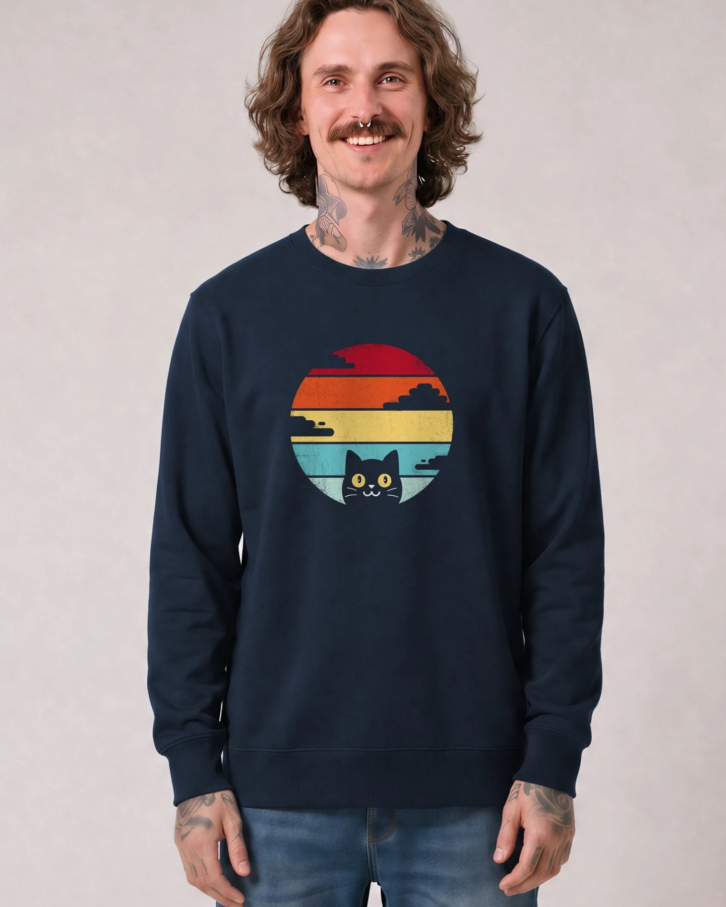 Watapparel Sweatshirt Retro Sunset Cat – Ansicht 2