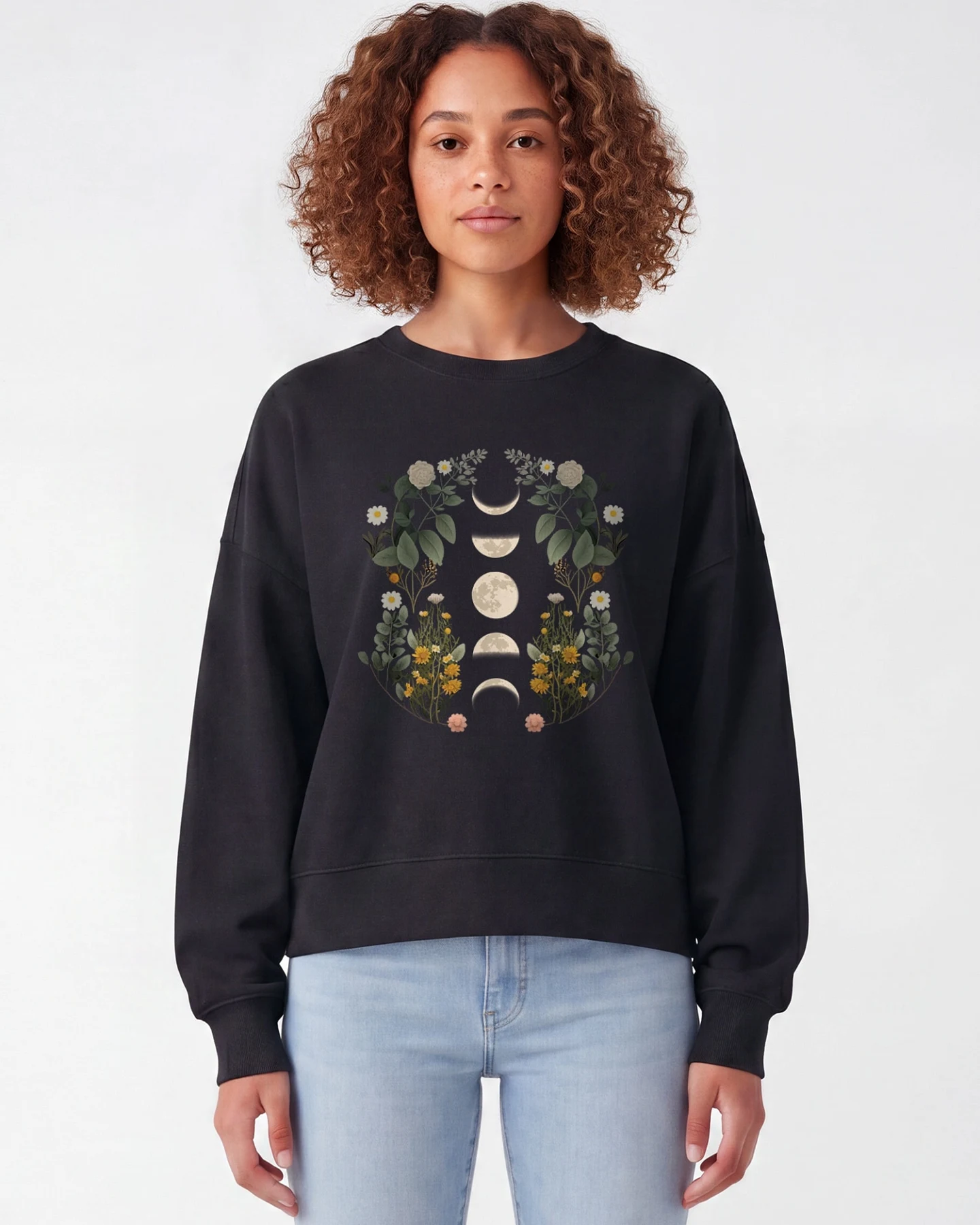 Watapparel Sweatshirt Moonphases & Flowers – Ansicht 2