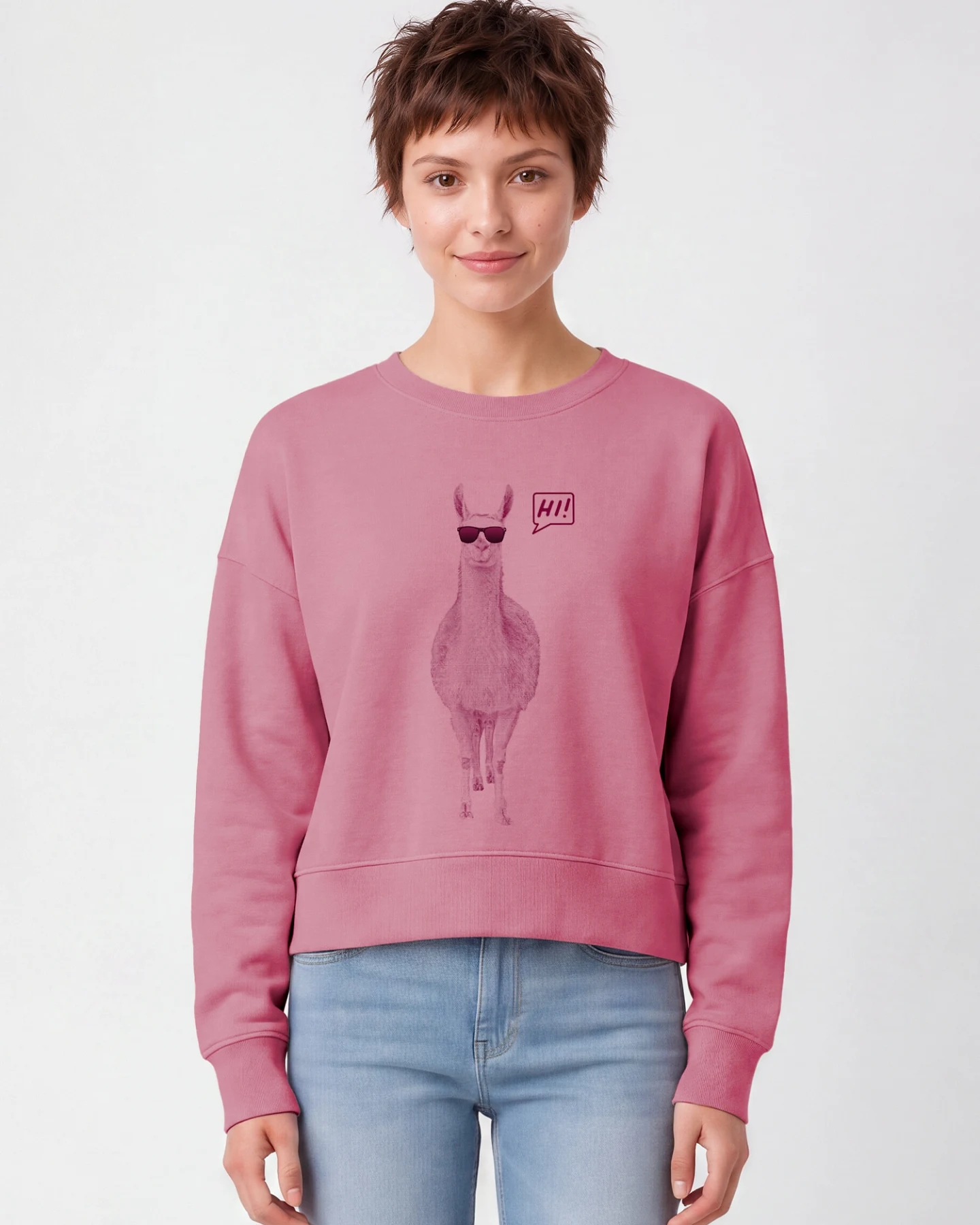 Watapparel Sweatshirt Lama sagt Hi – Ansicht 2