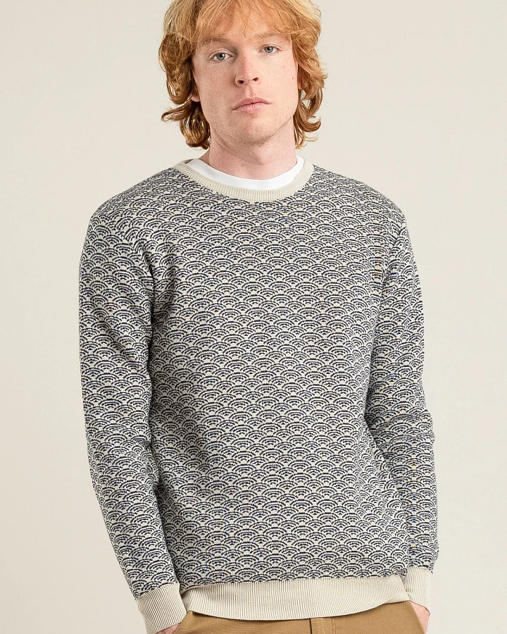 KOMODO Herren vegan Pullover Hakku Schwarz / Creme