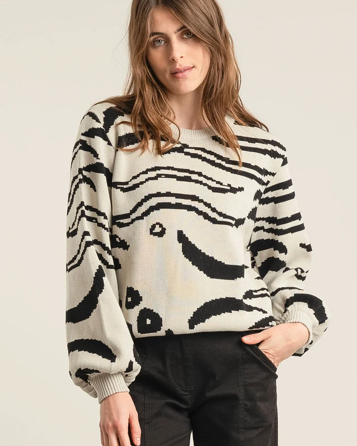 KOMODO Damen vegan Pullover Tiger Hope Off White