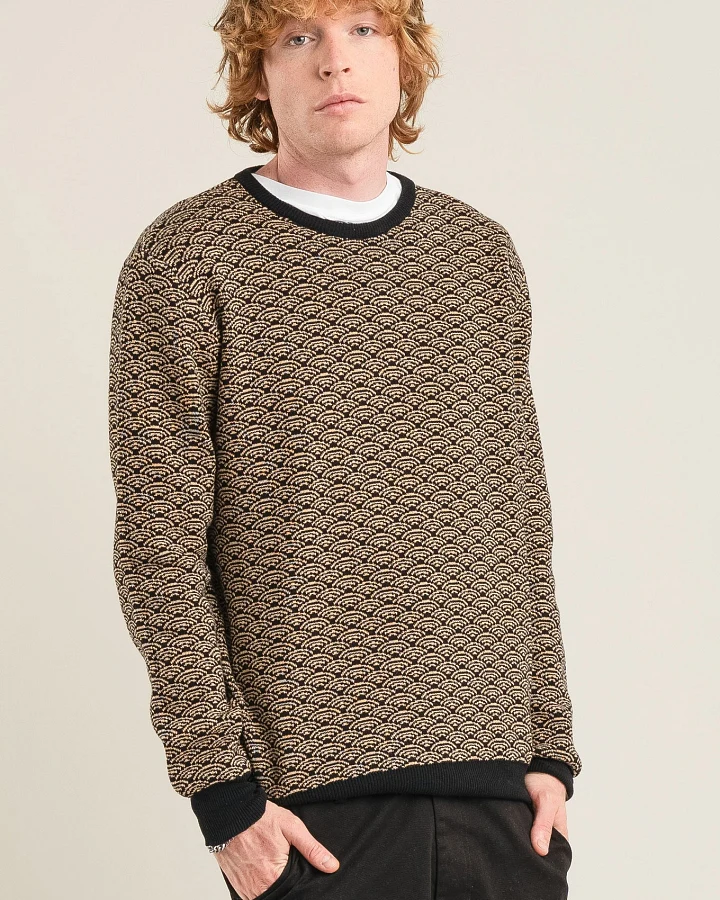 KOMODO Herren vegan Bio-Baumwoll Pullover Hakku Schwarz