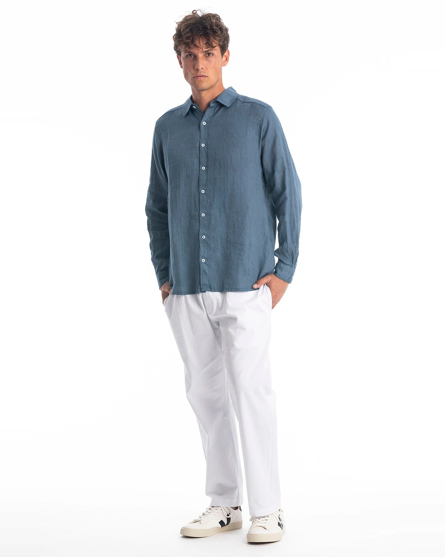 RAVENS VIEW IBIZA Herren vegan Hemd Alain Jeans Blau – Ansicht 2