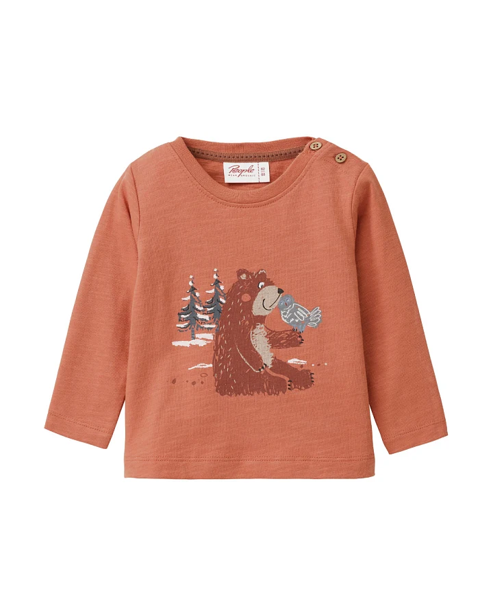 People Wear Organic - Langarmshirt "Bär" rost