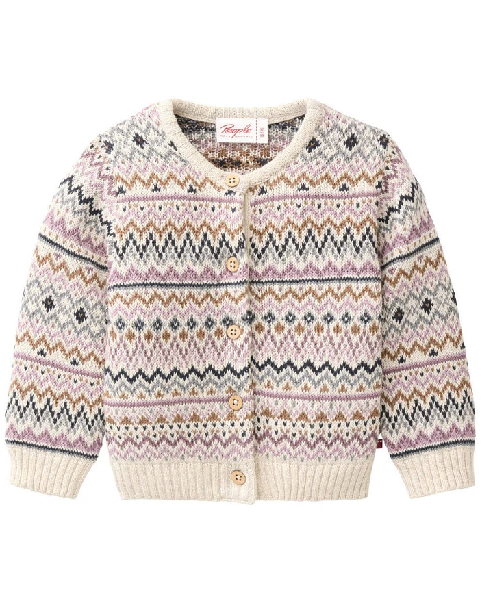 People Wear Organic - Strickjacke rosa-kitt gemustert