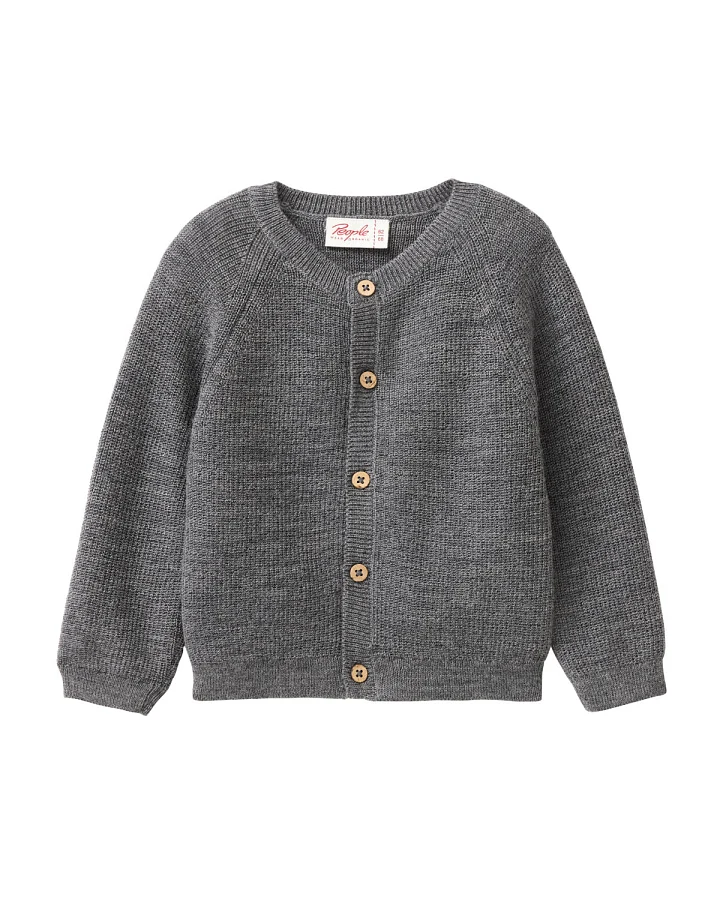 People Wear Organic - Strickjacke Merinowolle kastanie mélange
