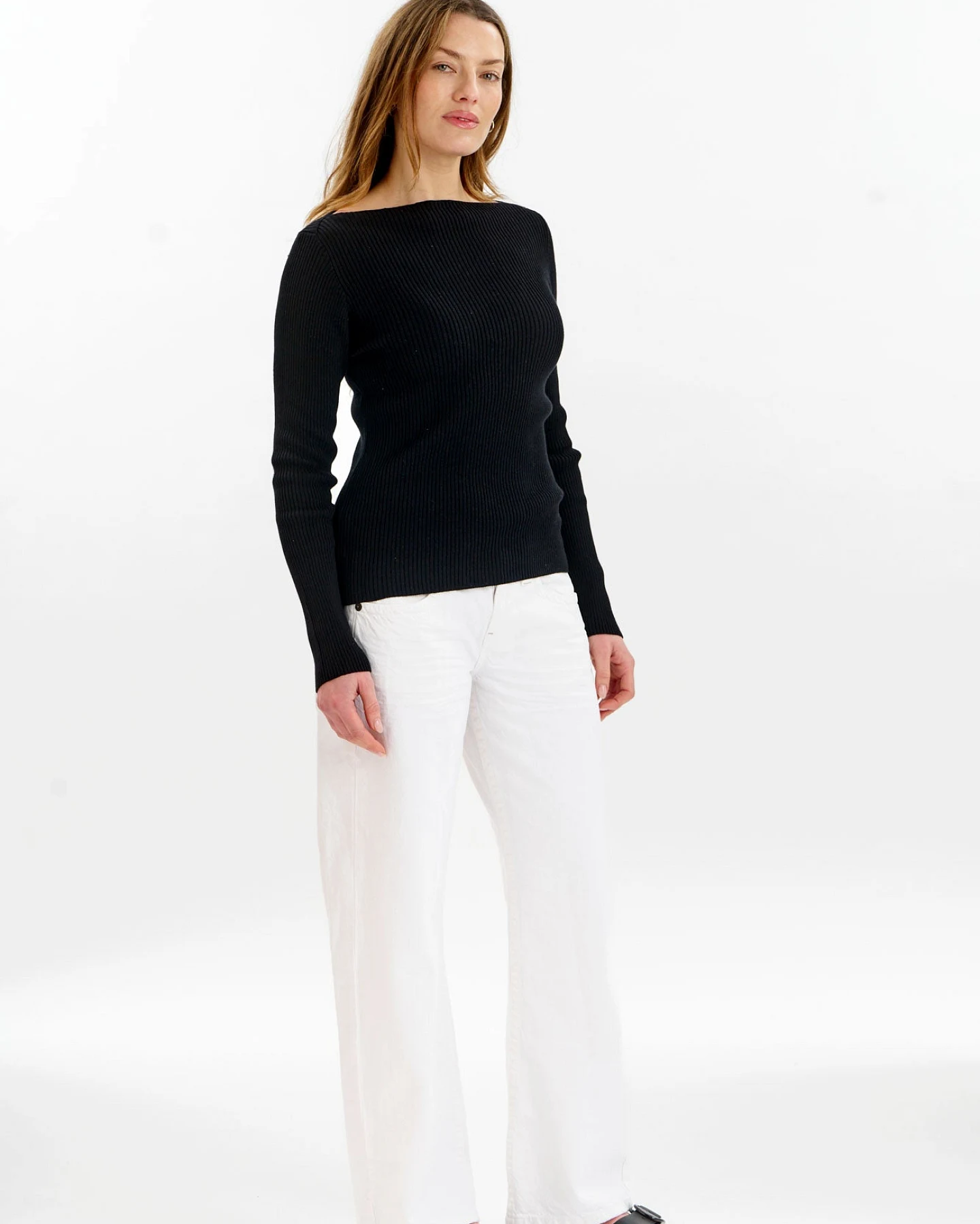 KOMODO Damen vegan Strick-Top Rippe Wasabi Schwarz – Ansicht 2