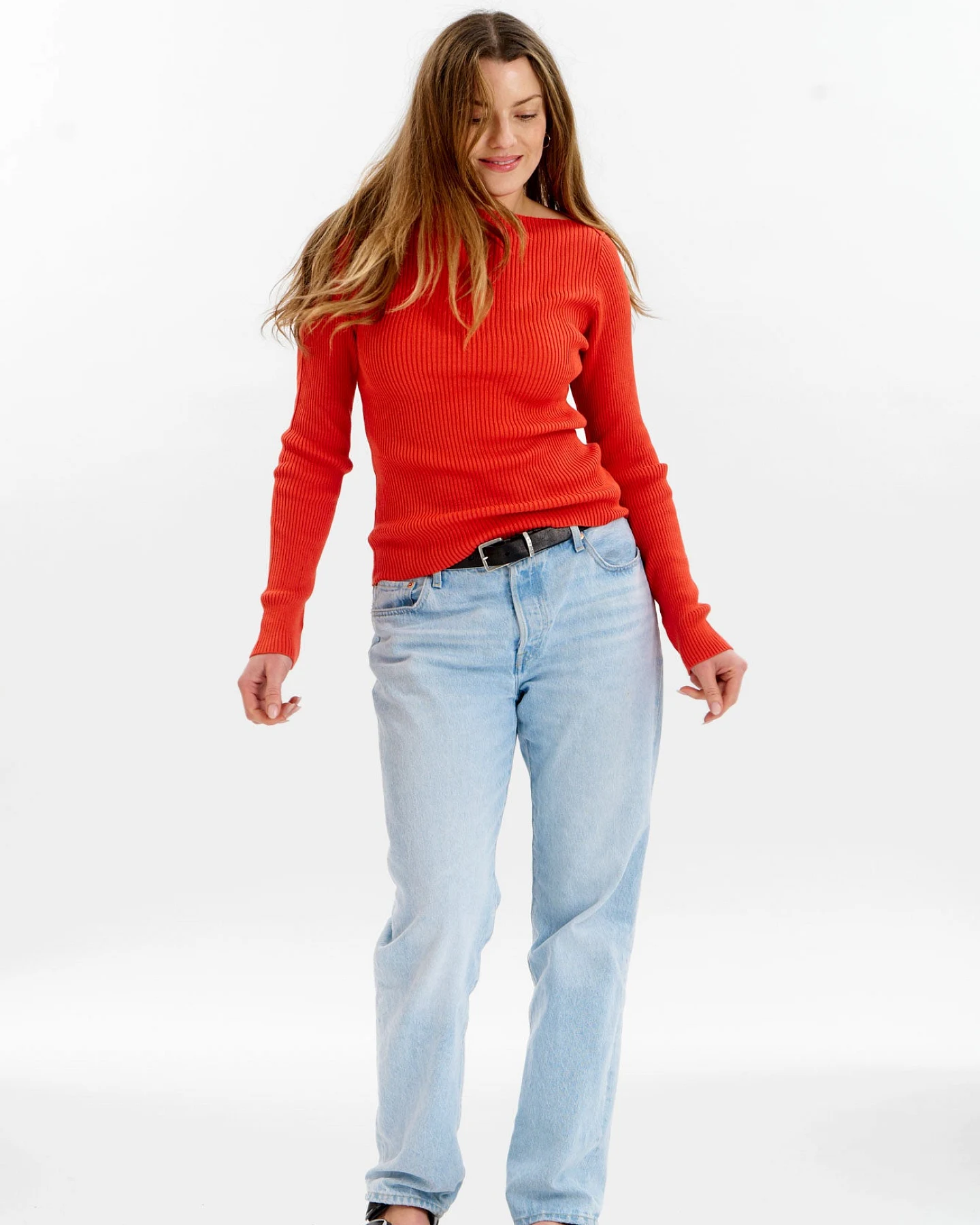 KOMODO Damen vegan Strick-Top Rippe Wasabi Rot – Ansicht 2