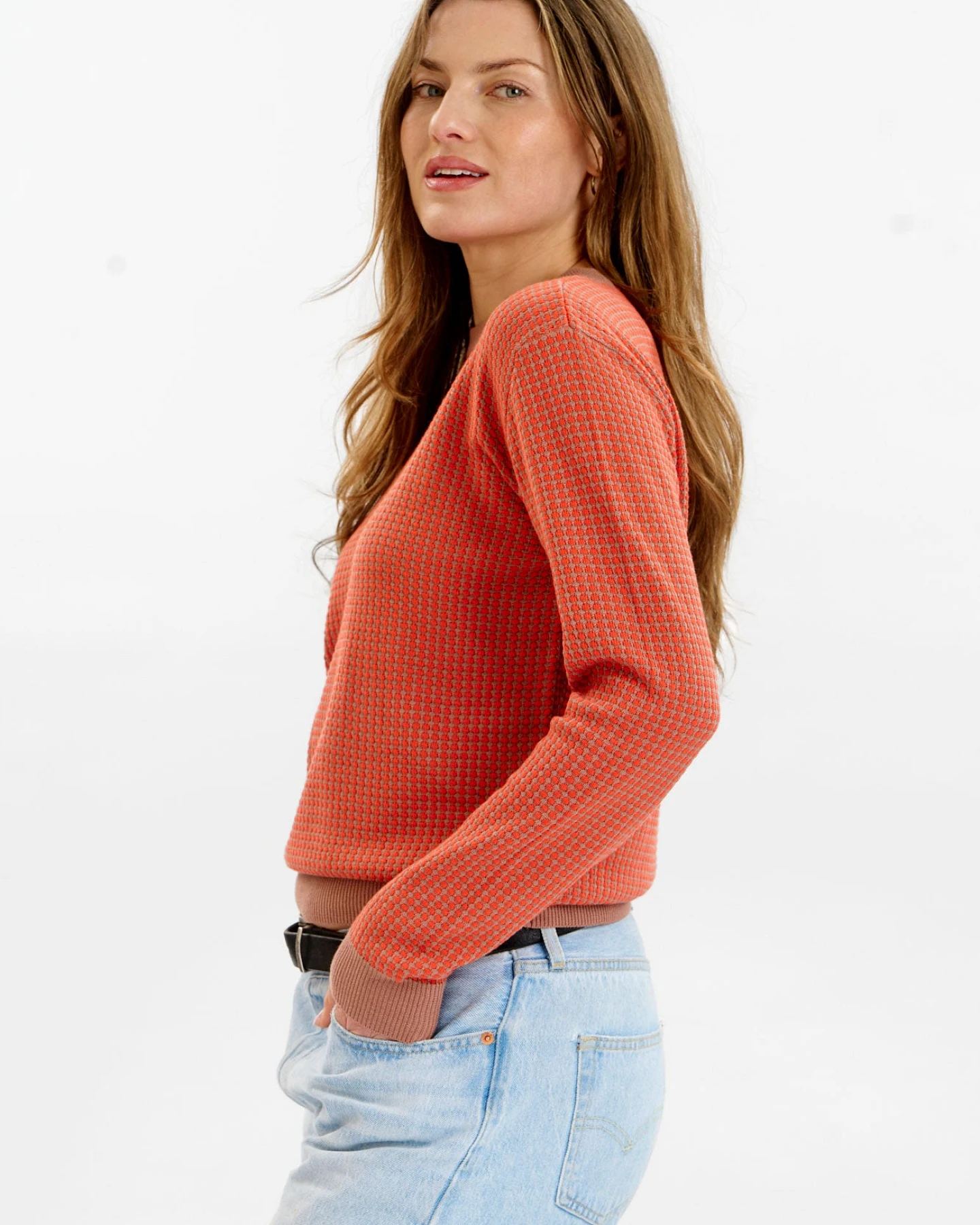 KOMODO Damen vegan Pullover Hana Kaffee Rot – Ansicht 2