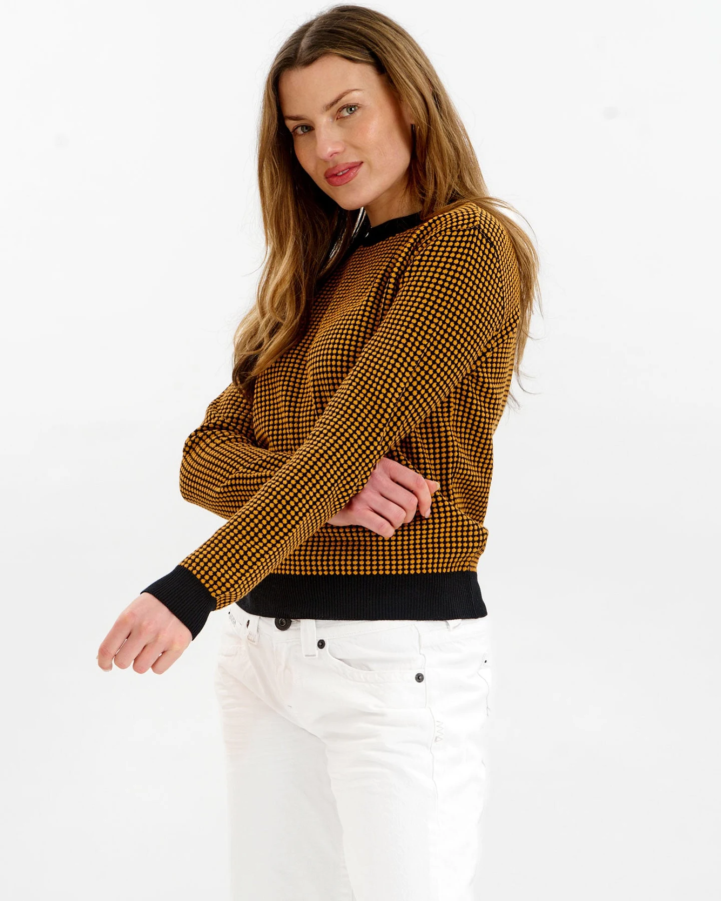 KOMODO Damen vegan Pullover Hana Schwarz & Senf – Ansicht 2
