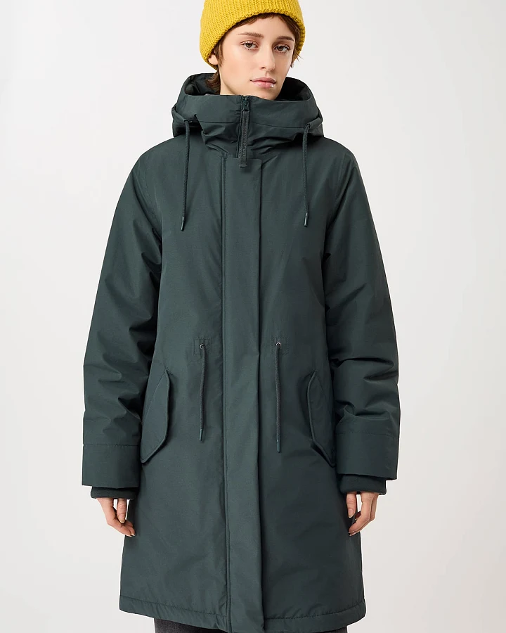 LangerChen Damen vegan Parka Lockere Passform Wattiert Tannengrün