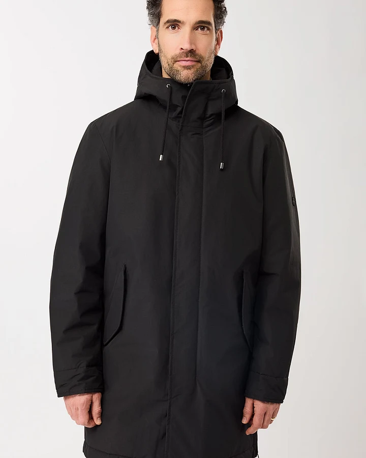 LangerChen Herren vegan Langer Wattierter Parka Mit Praktischen Funktionen Schwarz