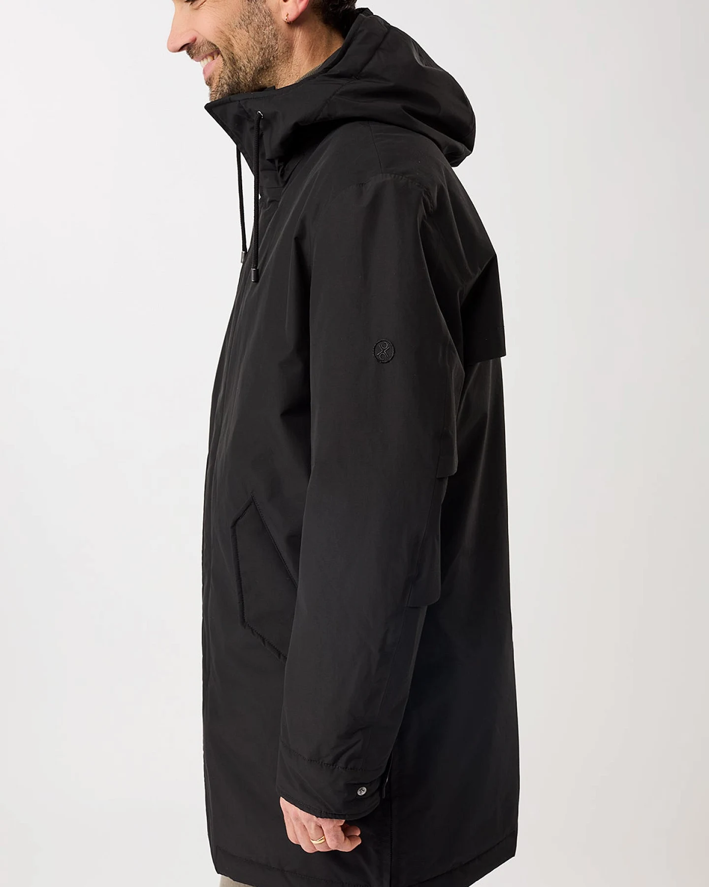 LangerChen Herren vegan Langer Wattierter Parka Mit Praktischen Funktionen Schwarz – Ansicht 2